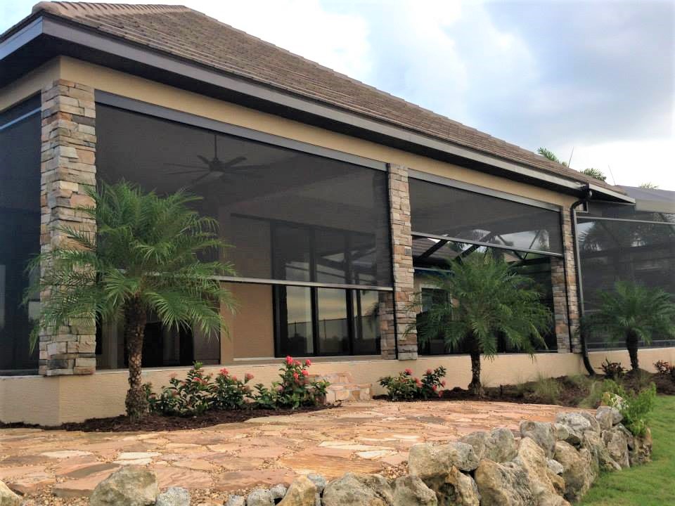 Hurricane protection screens installed on a residential property in Southwest Florida